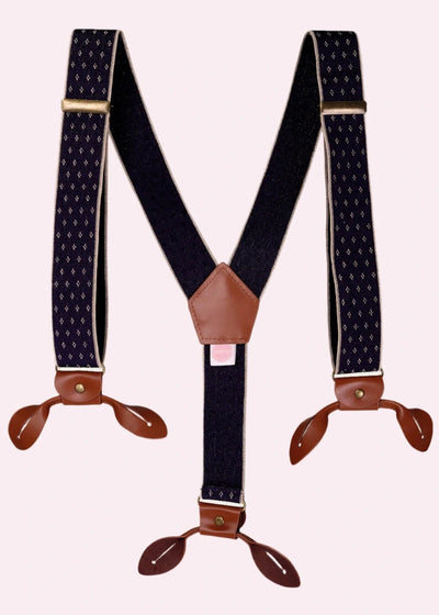 The Sassy Suspenders seler i navy med ruder Accessories Emmy Design 