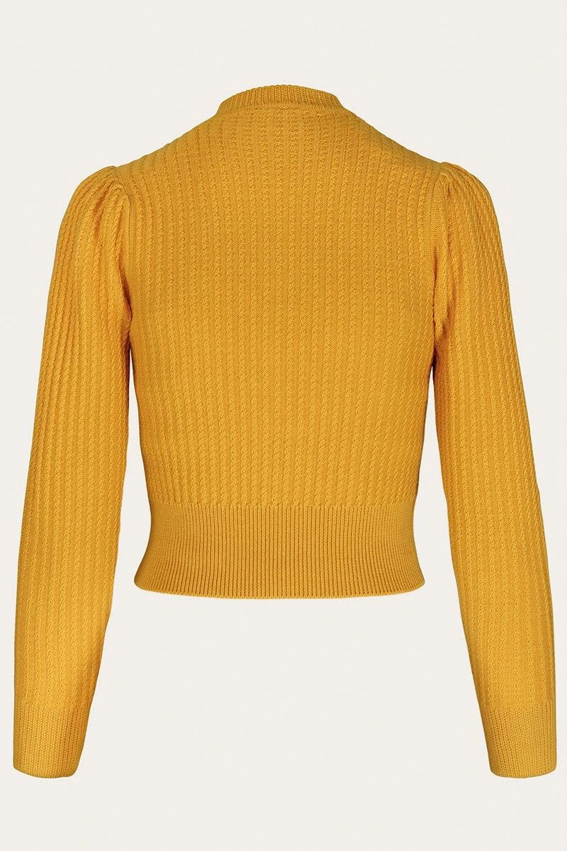 The Scandi Summer Cardi i gurkemeje gul cardigan Emmy Design 