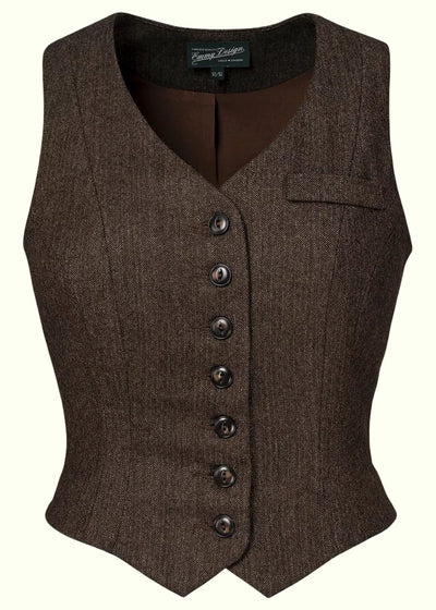 The Suit Up Waistcoat Brown pinstripe herringbone Emmy Design 
