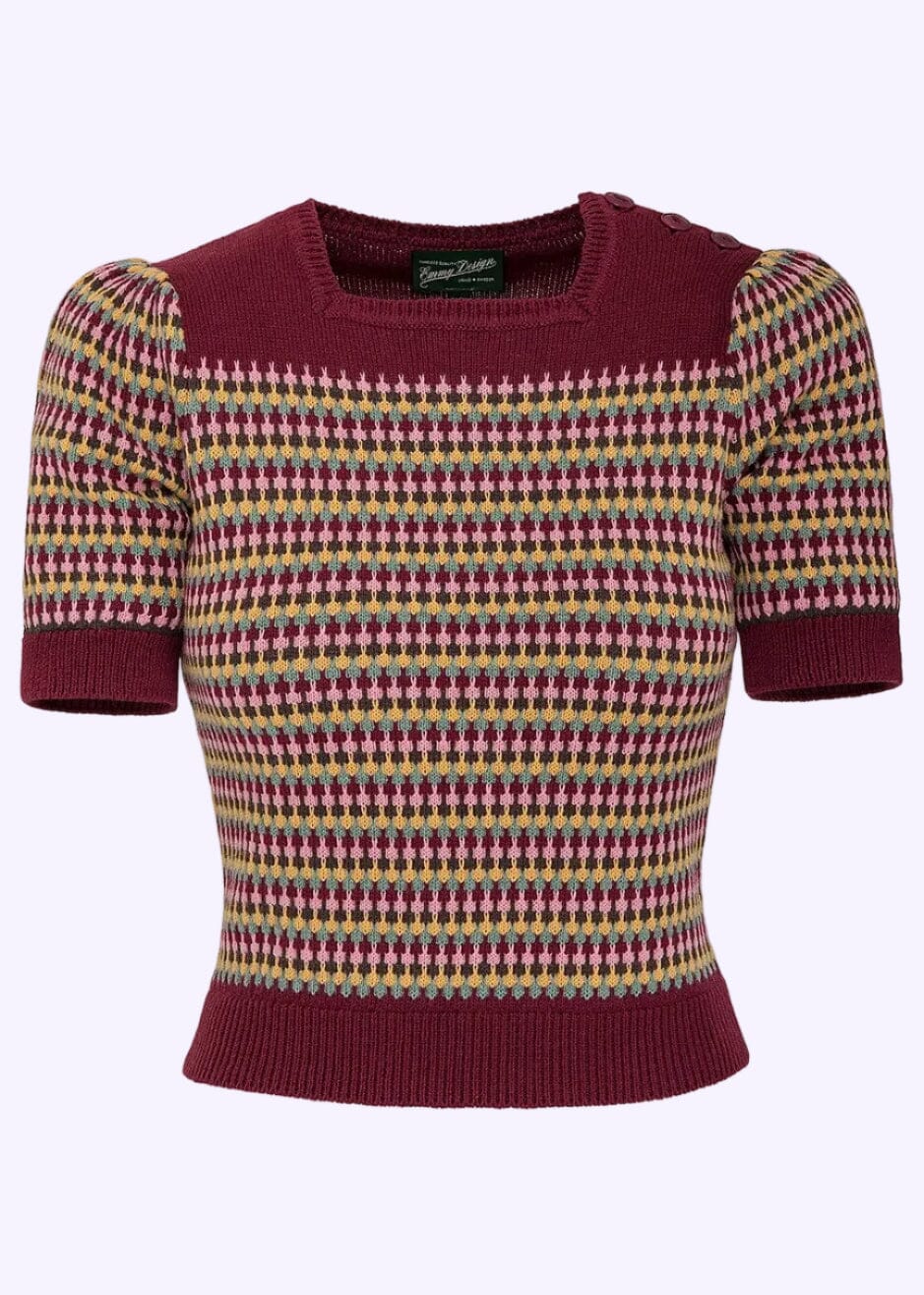 The Technicolor Top - Vinrød bluse Emmy Design 