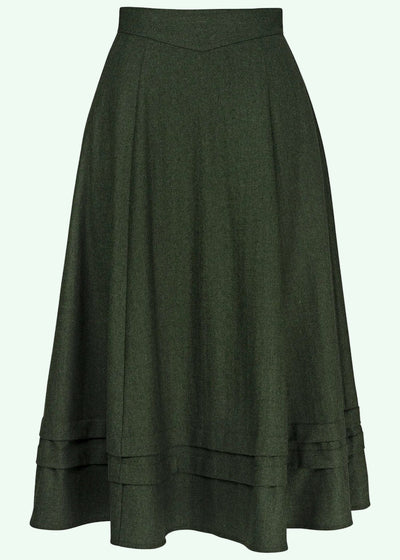 The Tireless Trailblazer Skirt, Pine green wool blend Emmy Design 