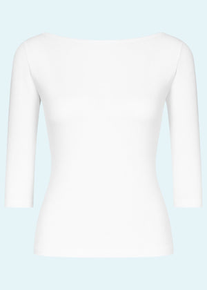 Vendbar boatneck top i hvid jersey top Daisy Dapper 