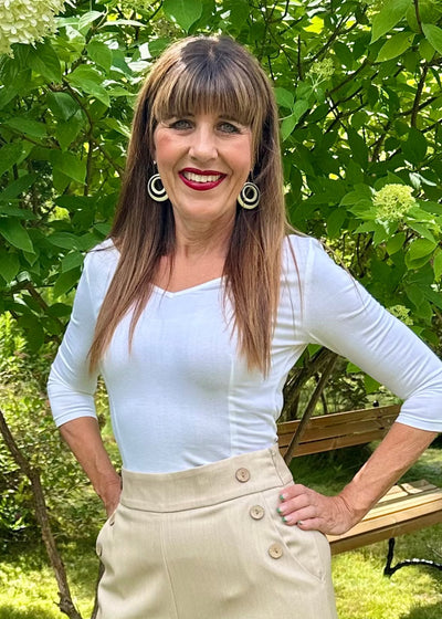 Vendbar boatneck top i hvid jersey top Daisy Dapper 