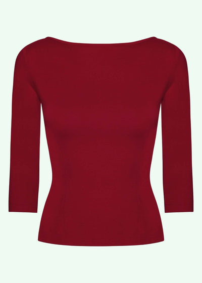 Vendbar boatneck top i klassisk rød - deluxe jersey top Daisy Dapper 