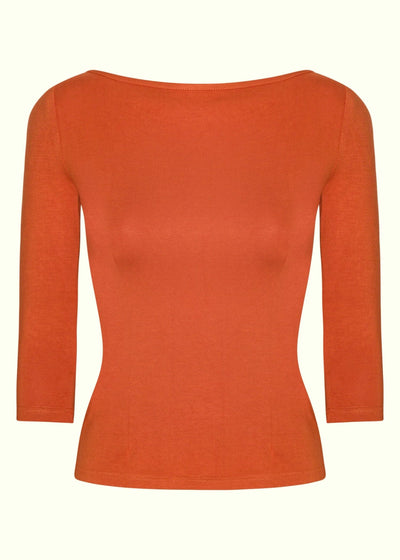 Vendbar boatneck top i lys terracotta - deluxe jersey top Daisy Dapper 