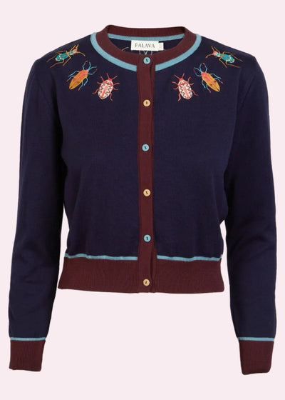 Vera cardigan i navy med 'bugs' broderi cardigan palava 