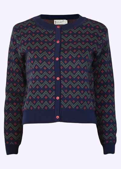 Vera Cardigan, Navy Cross Hatch cardigan Palava 