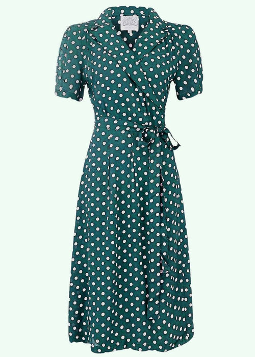 1940s Wrap dress - green with dots