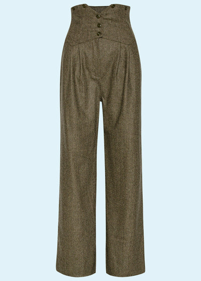 Emmy Design: The Miss Fancy Pants Slacks, Thyme herringbone Emmy Design 