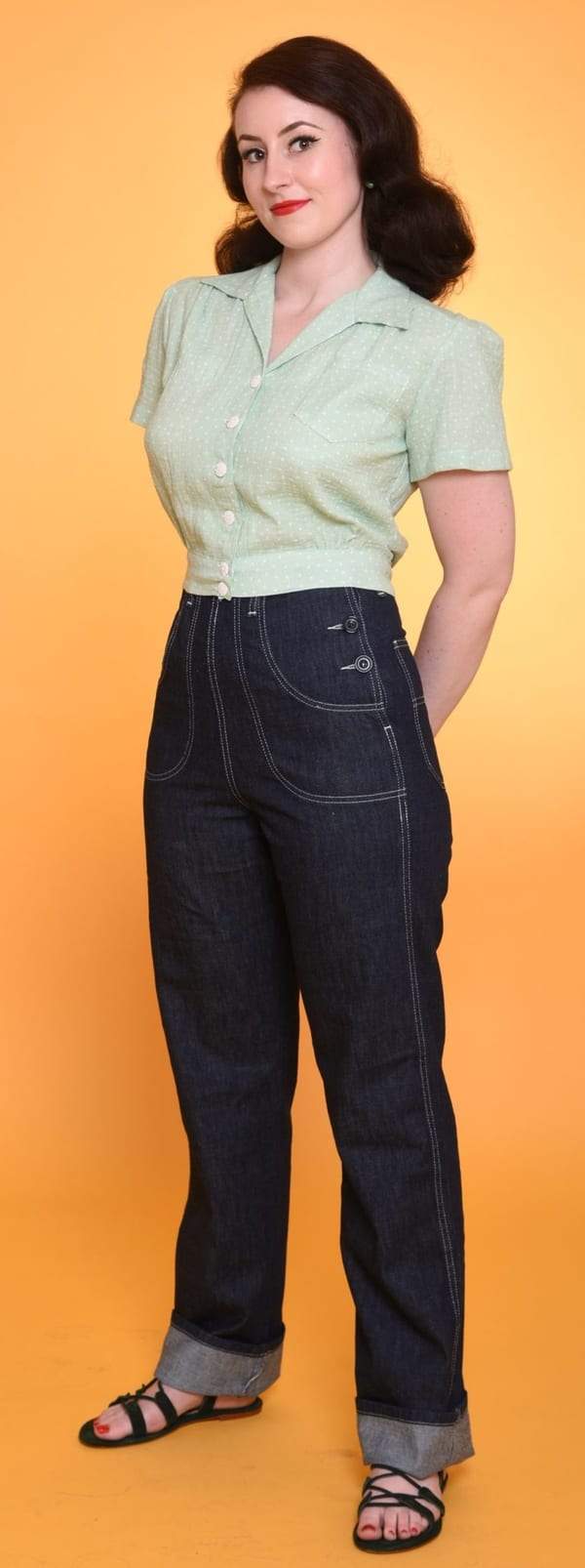 1950's high waist jeans in blue Freddies of Pinewood