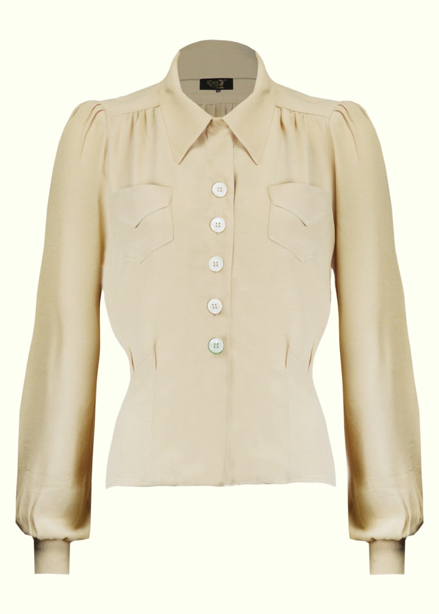 House of Foxy: Sweetheart vintage stils skjortebluse i creme tøj House Of Foxy 