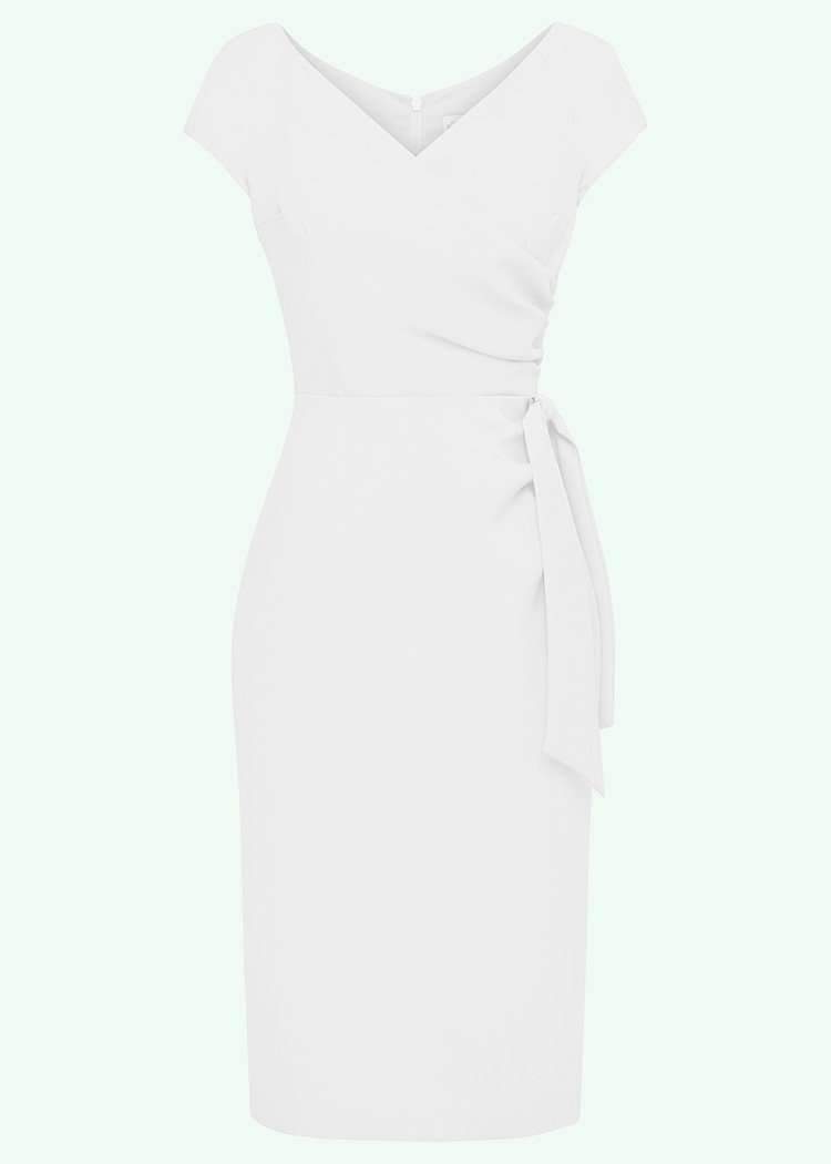 Pretty Dress Company: 1950'er Hourglass pencilkjole i hvid toej Mondo Kaos 