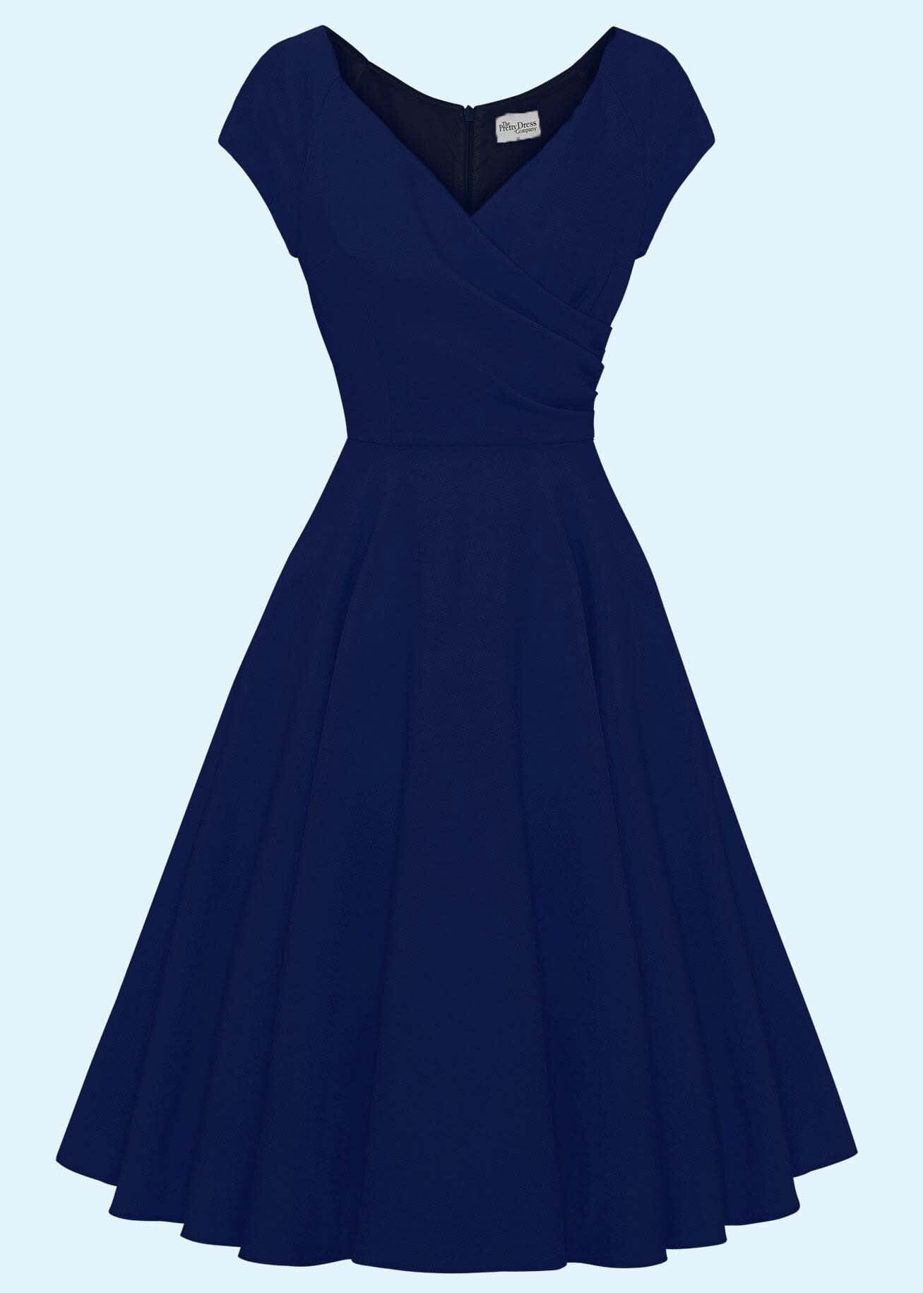 50er Hourglass swing dress in navy blue | Pretty Dress Company