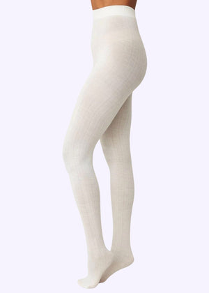 Swedish Stockings: Freja Øko uld strømpebukser, Råhvid Swedish Stockings 