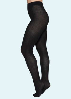 Swedish Stockings: Freja Øko uld strømpebukser, sort Swedish Stockings 