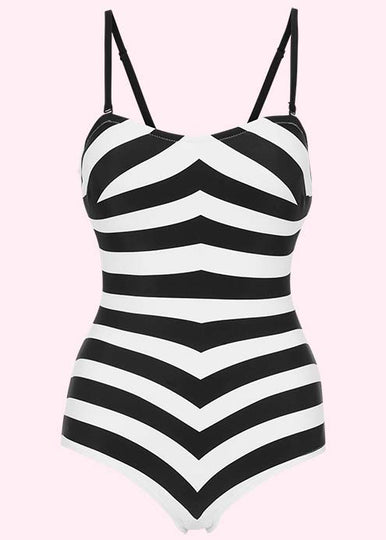 Barbie black and white striped swimsuit from Unique Vintage
