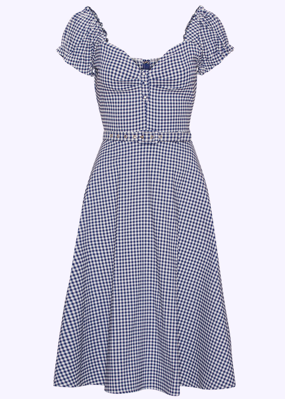Unique Vintage: Ohara swingkjole i små blå gingham tern Unique Vintage 